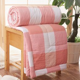 Winter Throw Quilt Soft Breathable Fleece Blanket for Bed Travel Aeroplane Stripe Bed Cover Bedspread