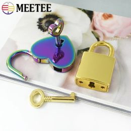 2/5/10Set Meetee Gold Silver Gun Black Brass Lock Key Accessories Stripe Bag Hanging Padlock Handbag Buckle Latch clasp Hardware