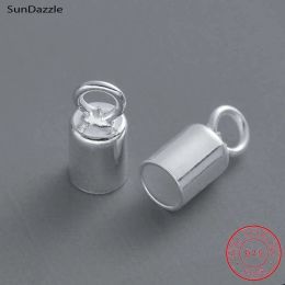 Genuine Real Pure Solid 925 Sterling Silver End Connector Bead Caps for Leather Rope End Cap Buckle Jewelry Making Findings
