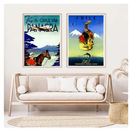 Vintage Wall Kraft Posters Coated Wall Stickers Home Decorative Gift Travel to Chile San Diego Alpaca Pop Art Canvas Paintings