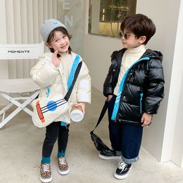 Children 90% White Duck Down Zipper Jackets Winter Boy And Girl Clothing Warm Parkas+Satchel Kids Hooded Outerwear Boy Clothes