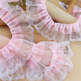 New 2021 Double Layer Pleated Embroidery Mesh Lace DIY Ladies And Children Doll Clothes Cuff Skirt Hem Trimming Sewing Fabric