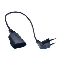 1PCS EU Power Adapter Cord,90 Degree Angled European Round 2Pin Male to Female Plug Power Cable For UPS PDU 0.3M/0.6M