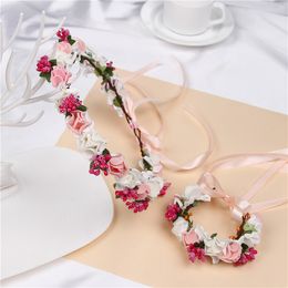 13Colors Women Beach Head Ring Floral Hair Lady Girls Bride Boho Flower Wristband Floral Wreath Garlands Bohemia Beach Flower