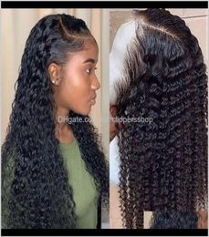 Wasserwelle Curly Frontes menschliches Haar für schwarze Frauen Bob lange tiefe frontale brasilianische nasse und wellige HD FULLG99 ZCUOJ KY2AP4446485