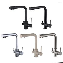 Kitchen Faucets Rotatable Drinking Water Faucet Bar Double Handle Sink And Cold Mixer Tap Easy Installation Drop Delivery Home Garde Dh4Tr