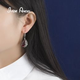 JADE ANGEL 925 Sterling Silver Earrings Women Vintage Natural Chalcedony Earrings Elegant Fine Jewelry Accessories