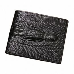 crocodile Skin Wallet Men 100% Genuine Leather Small Zipper Short Men Wallets Credit Card Holders Coin Pocket Purse Alligator G07U#