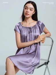 Women's Sleepwear Silk Pyjamas Loose Nightdress Spring And Autumn Summer Heavy Sexy Dark Purple Home Wear