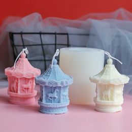 Carousel Shaped Silicone Candle Mold,Candle Making DIY Plaster Crafts Mould Resin Moulds Fondant Cake Soap Mould Gift Home Decor