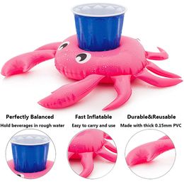 1PC Inflatable Float Cup Pad Swimming Pool Drink Cup Stand Holder Cute Drink Pool Mat For Kids Toy Summer Pool Party Decorations