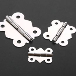 4/10pcs Butterfly Hinges w/screws Silver 25mm-40mm 4 Holes Furniture Chest Wood Jewellery Box Wine Gift Case Retro Decor Alloy