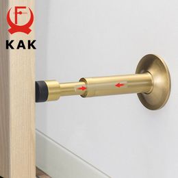 KAK Pure Copper Hydraulic Buffer Mute Door Stop, Floor Door Stopper, Wall-Mounted Bumper, Non-Magnetic Door Touch Hardware