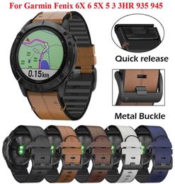 22 26mm Quickfit Watch Strap for Garmin Fenix 6 6x Pro 5x 5 Plus 3hr 935 945 S60 Genuine Leather Band Silicone Watch Wristband H099644582