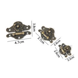 4pcs Antique Bronze Hasp Latch Jewelry Wooden Box Lock Mini Cabinet Buckle Case Locks Decorative Handle 3 Size Clasp Lock