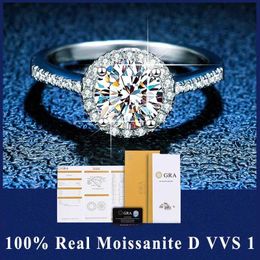 Band Rings GRA Certified 1CT Molybdenum Ring Adjustable VVS1 Laboratory Diamond Card Ring Womens Engagement Promise Wedding Band Jewellery J240410