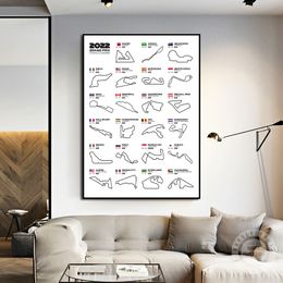 2022 Formula 1 Races Calendar Guide Map Schedule Poster Prints Wall Art Picture Canvas Painting For Races Fans Room Home Decor
