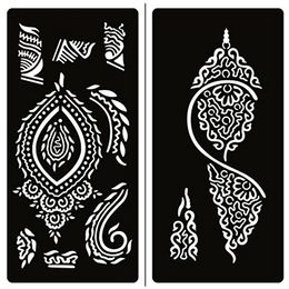 16Pcs/Set Henna Tattoo Stencils for Women/Girl Body Painting, Hand/Foot Tattoo Kit New Designs Temporary Tattoo Templates