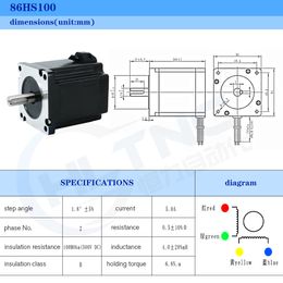 HLTNC Nema34 86HS100 6.5Nm 5A 86X100mm Stepper Motor 4 Lead Engine With 14mm Single Dual Shaft For CNC Engraver Milling Machine