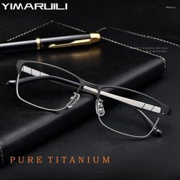 Sunglasses Frames YIMARUILI Ultra-light Business High-quality Luxury Eyewear Pure Titanium Retro Square Optical Prescription Eyeglasses