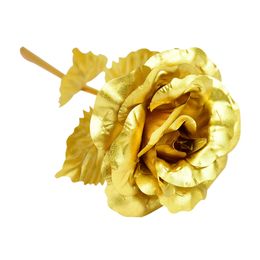 1Pc Gold Rose Flower Foil Plated Plastic Artificial Roses Valentines Day Gift Beauty Golden Flowers for Home Wedding Decoration