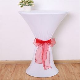 Stretch Round Tablecloth Cocktail Spandex Table Cloth Bar Hotel Wedding Party Table Cover Multi-color