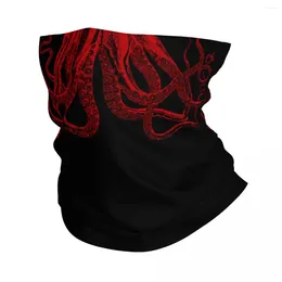 Scarves Red Vintage Octopus Tentacles Bandana Neck Gaiter Printed Balaclavas Face Scarf Warm Headband Riding Unisex Adult Winter