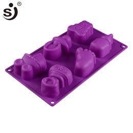 SJ Silicone Moulds Ankle Anime Bear Shape Silicone Soap Mould 6 Cavity Not Stick DIY Craft Soap Handmade Moulds