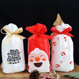 5/10Pcs 15*23cm Christmas Candy Cookie Packing Bag New Year Gift Bag Xmas Santa Claus Gift Biscuits Plastic Bags For Party Decor