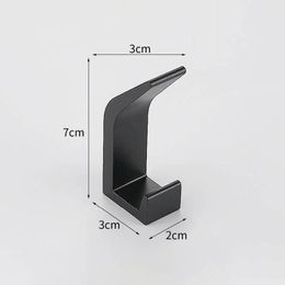 Aluminum Alloy Double Towel Hook For Bathroom Livingroom Clothes Black Hooks No Drilling Wall Mount Rack For Kitchen Accessories