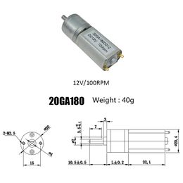 20GA180 DC 12V 15 30 60 100 150 200 300 400 500 RPM Gear Motor High Torque DC Motor Electric Gear Motor