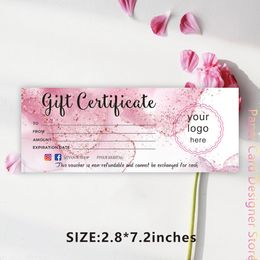 Custom Rose Gold Modern Glittery Gift Certificate Printable Gift Card Personalised ADD YOUR LOGO Gift Voucher