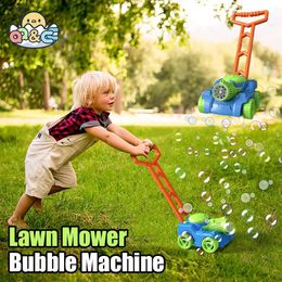 Bubble Machine Automatic Lawn Mower Weeder Shape Blower Baby Activity Walker for Outdoor Toys For Kid Childrens Day Gift Boys 240408