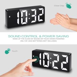 ORIA Digital Alarm Clock LED Desktop Clock Voice Control Snooze Time Temperature Display Night Mode Reloj Despertador USB