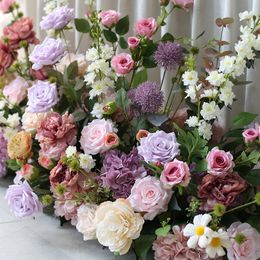 Lilac Lavender Purple Wedding Backdrop, Floral, Artificial Flower Row, Arrangement, Road Lead Table, Party Props, Window Display