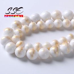 Natural White Lapis Lazuli Jades Beads for Jewellery Making Natural Stone Round Loose Beads Diy Bracelets Necklaces 15" 4 6 8 10mm