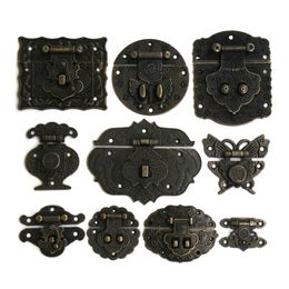 1x Antique Bronze Hasp Vintage Decorative Latch Jewellery Wooden Box Buckle Pad Chest Lock Cabinet Buckle Retro Furniture Hardware