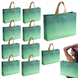 Storage Bags 10pcs Reusable Shopping Bag Large Capacity Tote With Handles No-woven Gradual Color Change Grocery For Women Girl