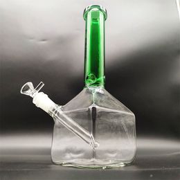 12 Inch Green Square Base Beaker Bong Glass Bongs Water Pipe Hookah 14MM