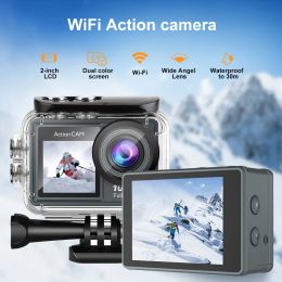 Camera Ourlife Action Camera 1080P 30FPS Dual Screen 140° Wide Angle 30m Waterproof Sport Camera Wifi Connexion Helmet Video Cam