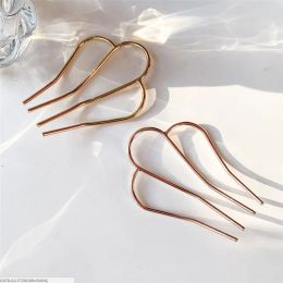 New Metal Hair Sticks Bun Hairpins Simple Gold Colour U-Shape Alloy Updo Hair Fork Clips Women Styling Tools Accessories Gifts