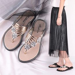 Women's Slippers Summer Slippers New Flat Bottom Silver Womens Shoes Lightweight Slipper Womans Outdoor Casual Flip flop Slipper W0as#