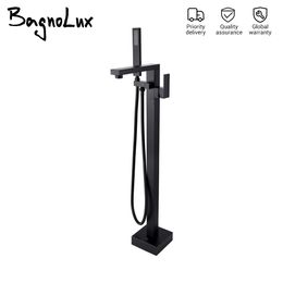 Freestanding Bath Bathtub Filler Faucet Mixer Tap Floor Mounted Matte Black Rose Gold Brushed Square Single Handle Spout Shower