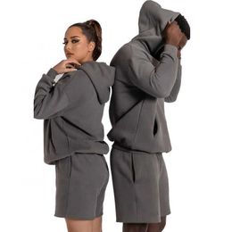 Oeve High Quality Custom 100% Cotton Streetwear Shorts Set Men and Sweatshirts Customised Acid Wash Hoodie Sets