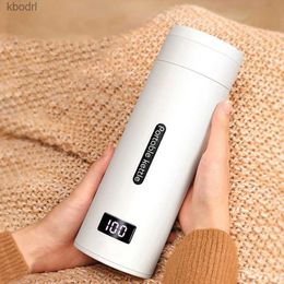 Electric Kettles Portable electric kettle travel 110V/220V water boiler intelligent hot cup 380ML with digital display stainless steel heater YQ240410