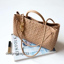 Lady Bags Bottegs Venetass Bag High Quality Cowhide West/East Andiamo Totes New Tote Metal Rope Buckle Woven Womens Leather One Shoulder Ha 9OYJ