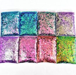 Nail Glitter 50gbag Chameleon Art Mix Size Chunky Hexagon Laser Sequins Colorful Shiny Mermaid Manicure Flakes Decoration WS542139051