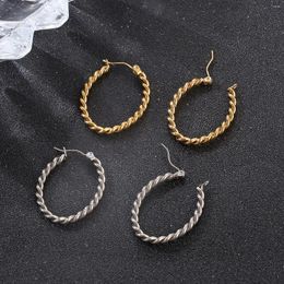 Hoop Earrings Chic Geometric Twisted Stainless Steel Earring For Women Gril Fashion Jewellery Gift