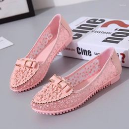 Sandals Flower Diamond Bow PU Mesh Stitching Flat Fashion Women's Casual Shoes 2024 For Women Zapato
