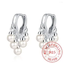 Hoop Earrings Original 925 Sterling Silver Wavy Tassel Pearl For Women 2024 Korean Wedding Party Jewelry Gift Female Pendientes